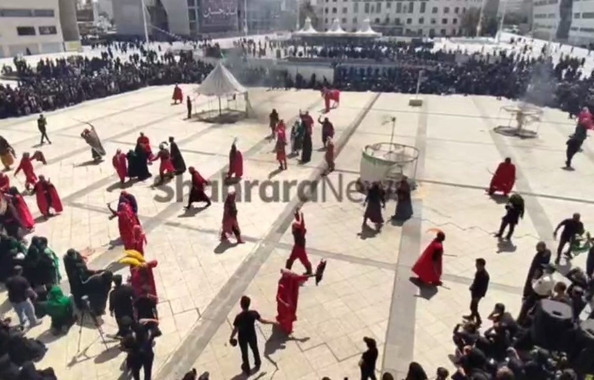 ویدئو | مراسم خیمه‌سوزان ظهر عاشورا در «میدان شهدا» مشهدالرضا (ع)